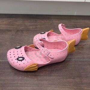 Mini Melissa Pink Fish Mary Jane Sandals with Yellow Fins